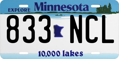 MN license plate 833NCL