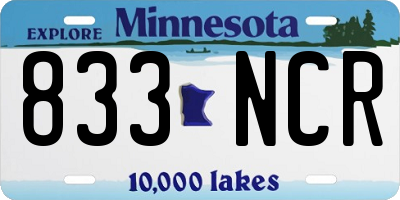 MN license plate 833NCR