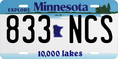 MN license plate 833NCS