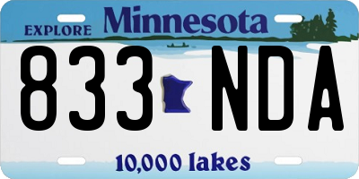 MN license plate 833NDA