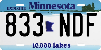 MN license plate 833NDF