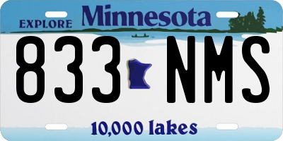 MN license plate 833NMS