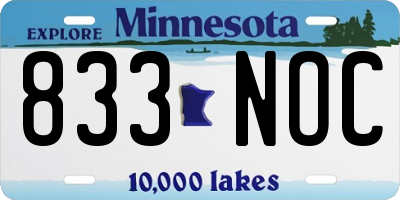 MN license plate 833NOC