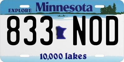 MN license plate 833NOD