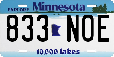 MN license plate 833NOE