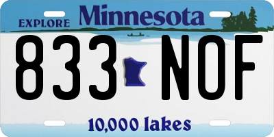 MN license plate 833NOF