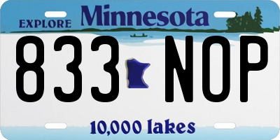 MN license plate 833NOP