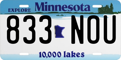 MN license plate 833NOU