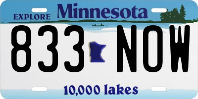 MN license plate 833NOW