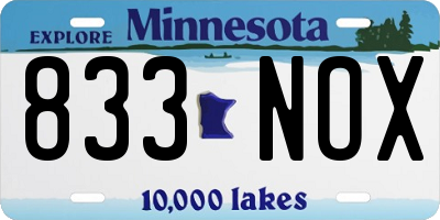 MN license plate 833NOX