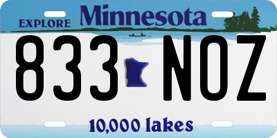 MN license plate 833NOZ
