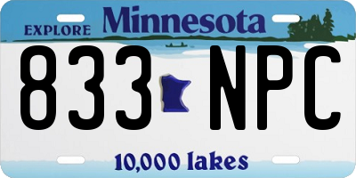 MN license plate 833NPC