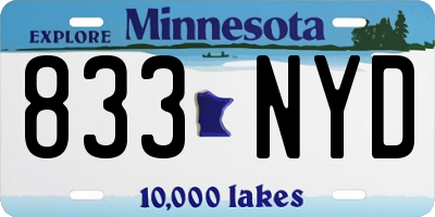 MN license plate 833NYD