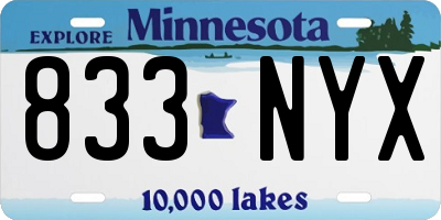 MN license plate 833NYX
