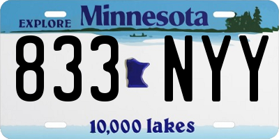 MN license plate 833NYY
