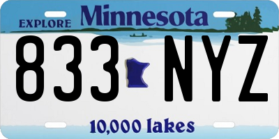MN license plate 833NYZ