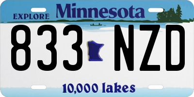 MN license plate 833NZD