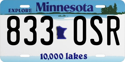 MN license plate 833OSR