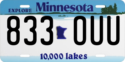 MN license plate 833OUU
