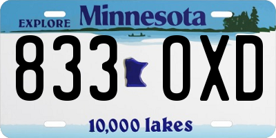 MN license plate 833OXD