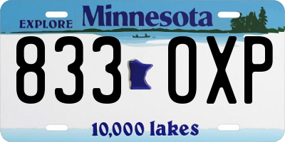 MN license plate 833OXP