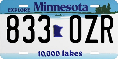 MN license plate 833OZR