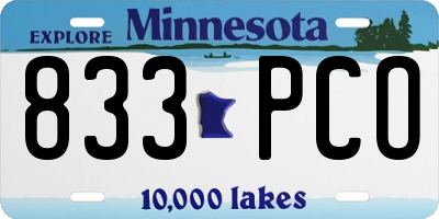 MN license plate 833PCO
