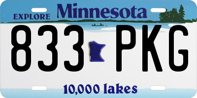 MN license plate 833PKG