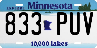 MN license plate 833PUV