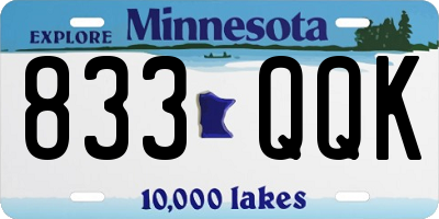 MN license plate 833QQK