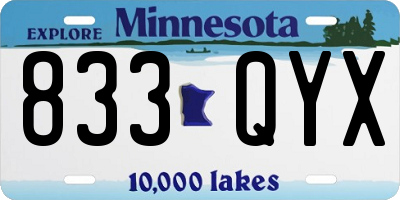 MN license plate 833QYX