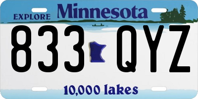 MN license plate 833QYZ