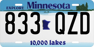 MN license plate 833QZD