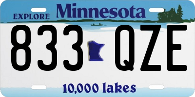 MN license plate 833QZE
