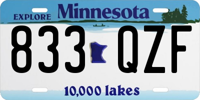 MN license plate 833QZF