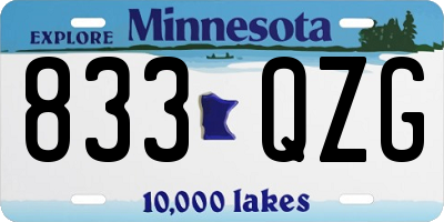 MN license plate 833QZG