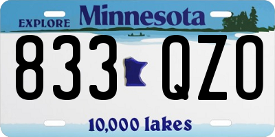 MN license plate 833QZO