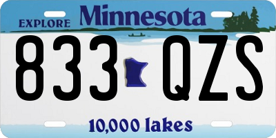 MN license plate 833QZS