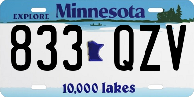MN license plate 833QZV