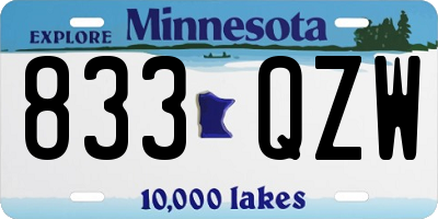 MN license plate 833QZW