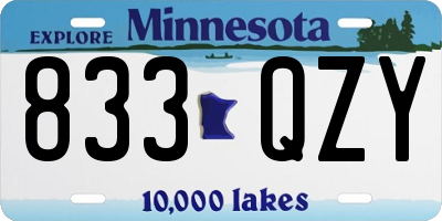 MN license plate 833QZY