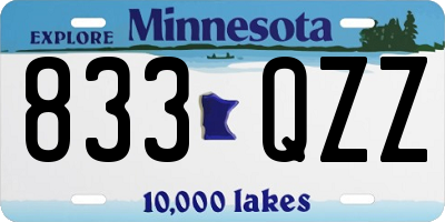 MN license plate 833QZZ