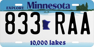 MN license plate 833RAA