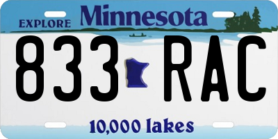 MN license plate 833RAC