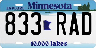 MN license plate 833RAD
