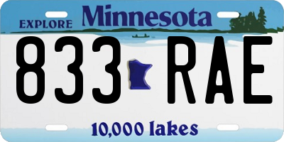 MN license plate 833RAE