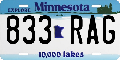 MN license plate 833RAG