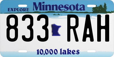 MN license plate 833RAH