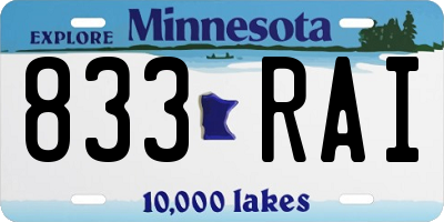 MN license plate 833RAI