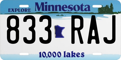MN license plate 833RAJ